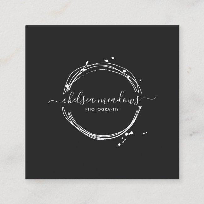 Abstract Circle Logo | Signature Wreath Square Business Card