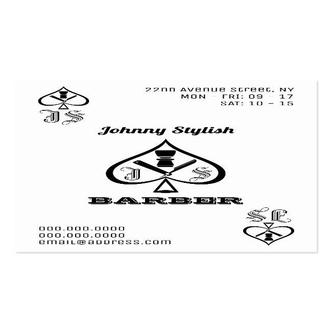 Ace Of Barbers Black And White Business Card