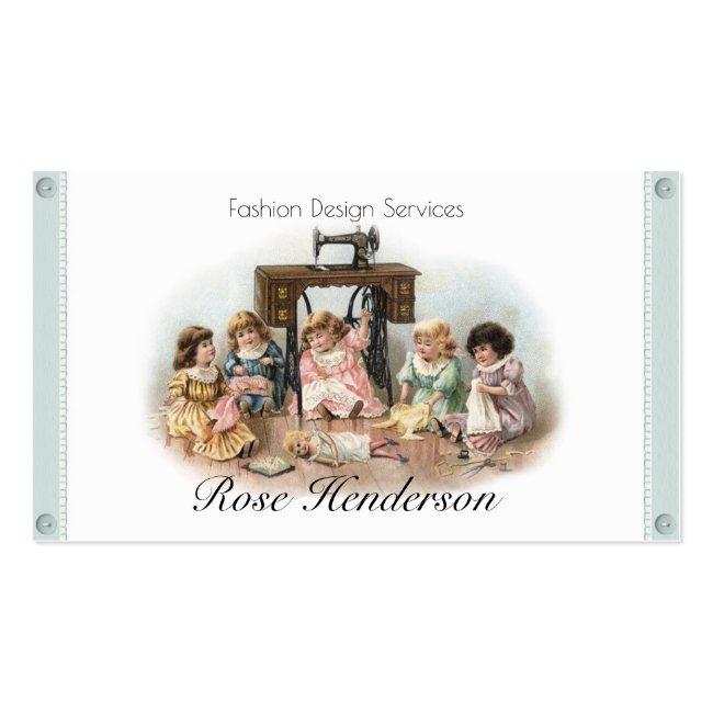 Adorable Vintage Victorian Sewing Seamtress Business Card