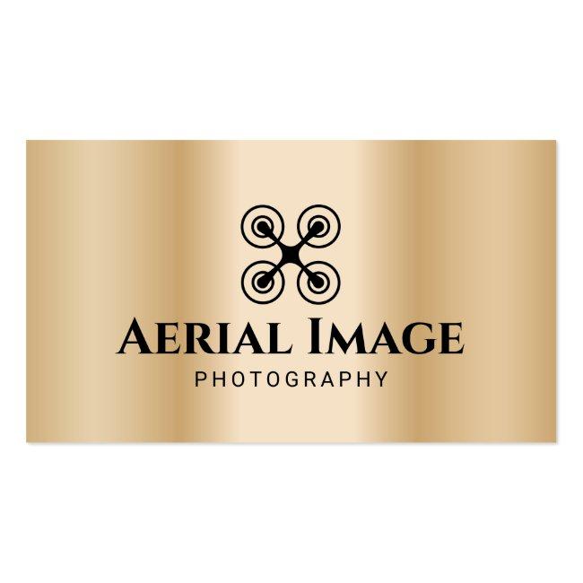 Aerial Video & Photography Drone Service Gold Business Card