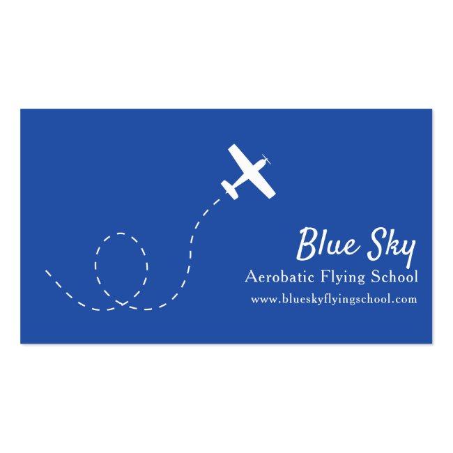 Aerobatic White Blue Modern Aviation Business Card