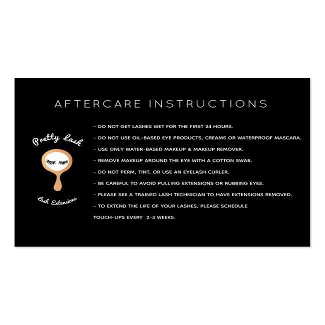 Aftercare For Lash Extensions Salon Business Card