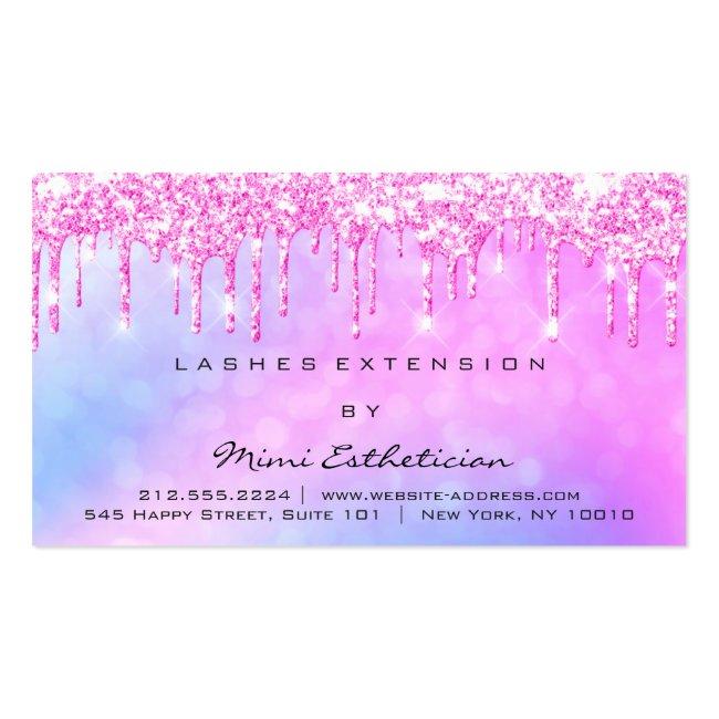 Aftercare Instructions Lash Pink Glitter  Drips Business Card