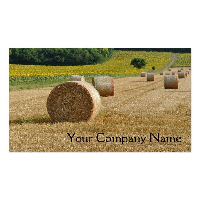 Agricultural Straw Bales In A Field Business Card