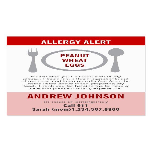 Allergy Alert Red Duotones Calling Card
