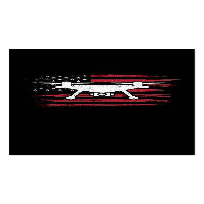 American Flag Drone Pilot Usa Drone Operator Business Card
