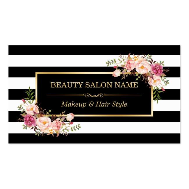 Appointment Card Vintage Beauty Salon Gold Floral