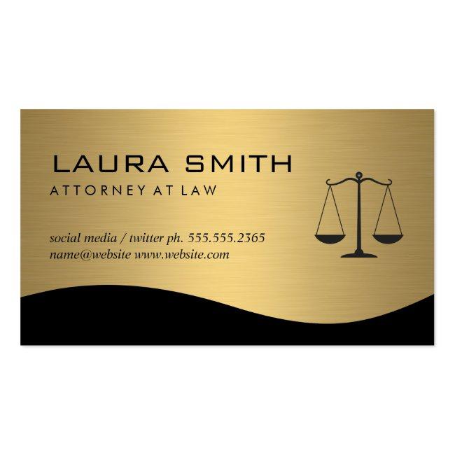 Attorney / Gold Metallic Scales Business Card