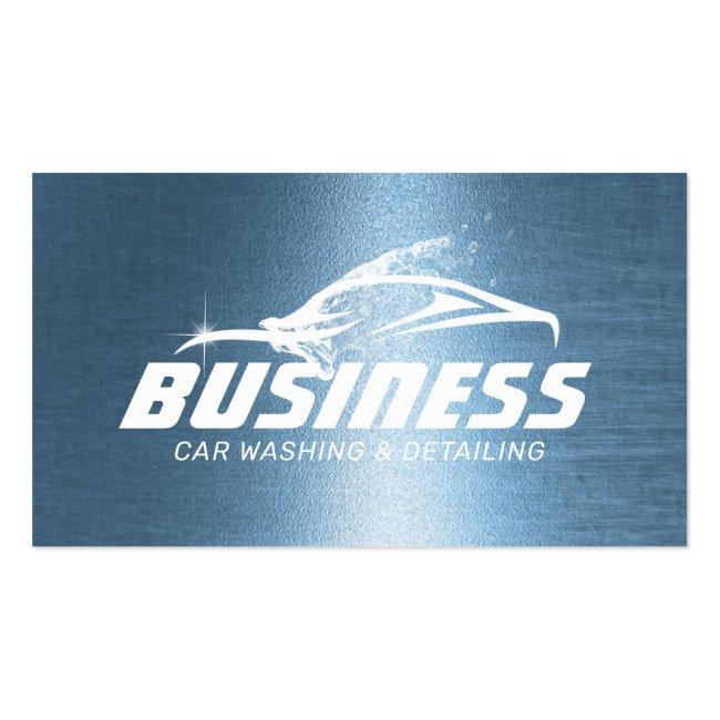 Auto Detailing Car Wash Automotive Royal Blue Business Card