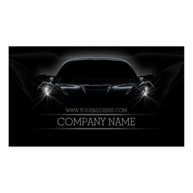 Automotive Car Front Light Black Business Card