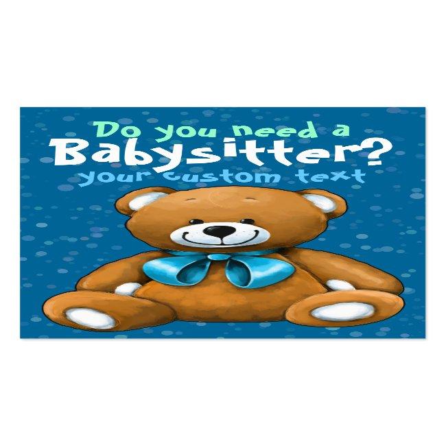 Babysitter Babysitting Daycare Childcare Blue Business Card