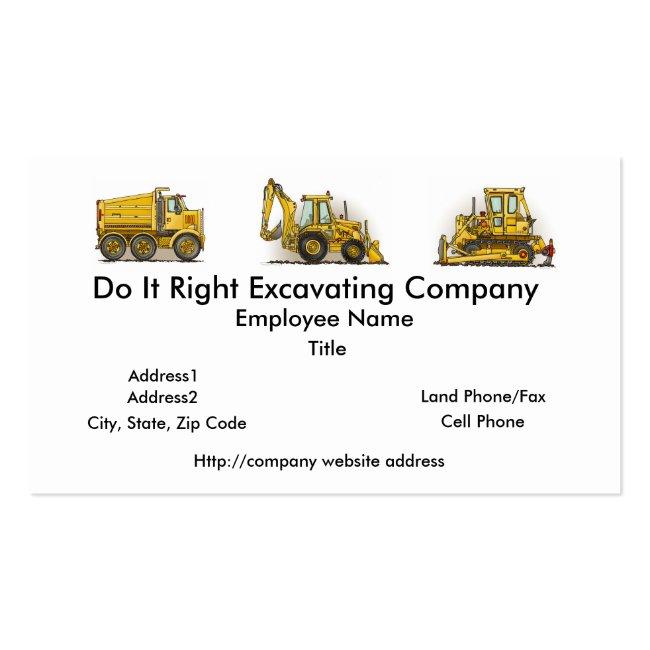Backhoe Digger Construction Business Cards
