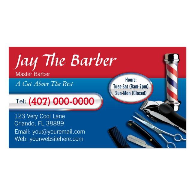 Barber Business Card (barbershop Pole - Clippers)