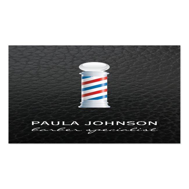 Barber Pole Appointment Leather Background Business Card