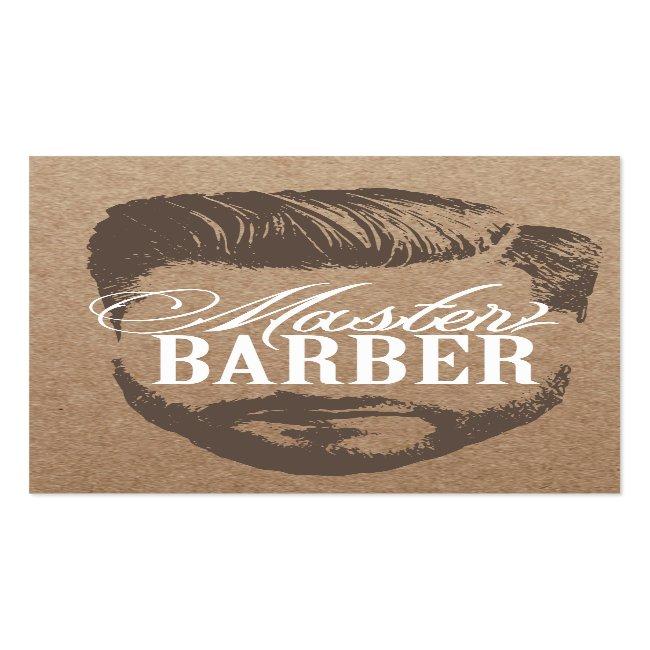 Barbershop Master Barber Rustic Kraft Hair #2 Business Card