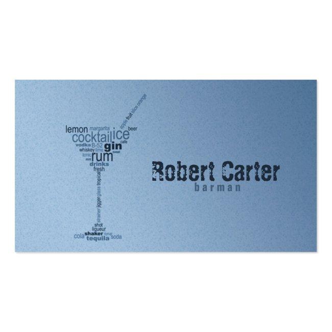 Barman Cocktail Bar Pub Club Glass Martini Card