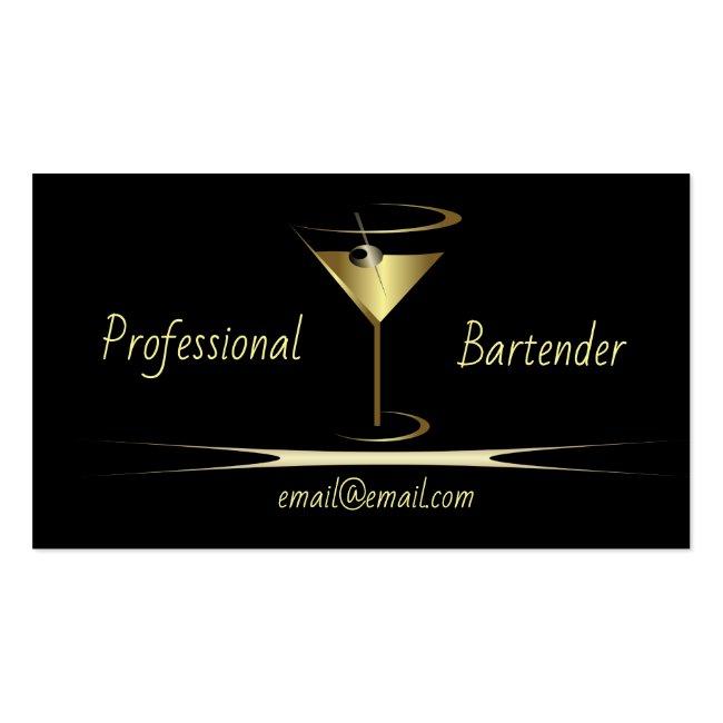 Bartender Business Cards - Gold Classy Cards