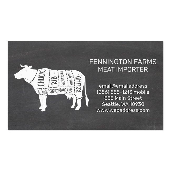 Beef Diagram | Chalkboard Background Business Card