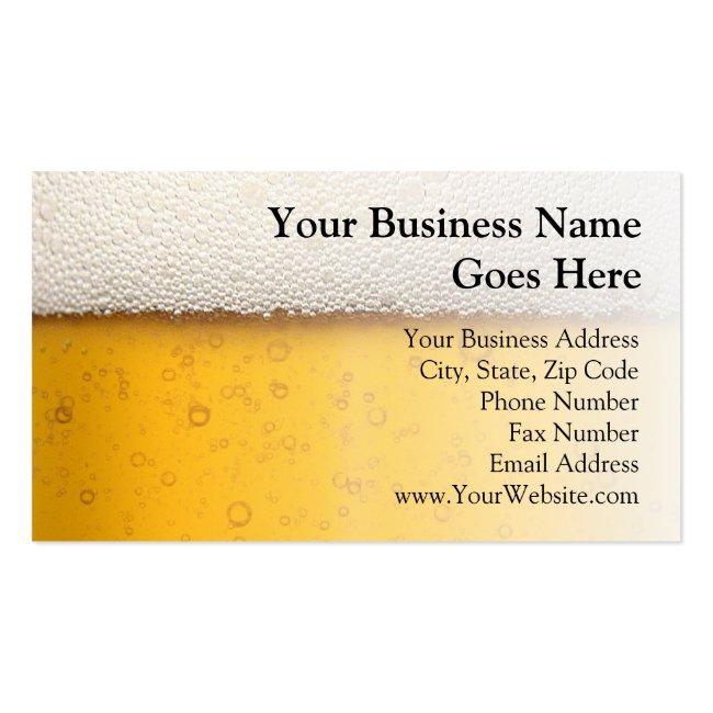 Beer Bubbles Close-up Bartender Beer Craft Brewery Business Card