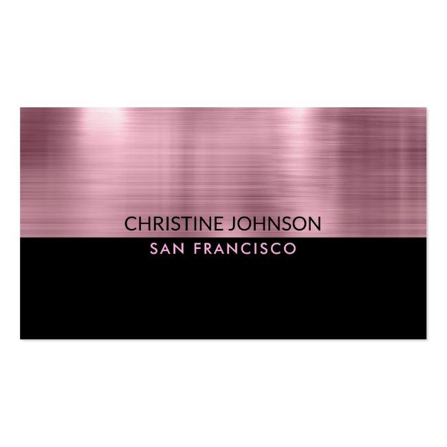 Black And Faux Rose Gold Foil Business Card