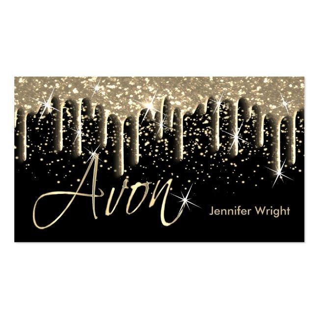 Black And Gold Drip - Avon Business Card
