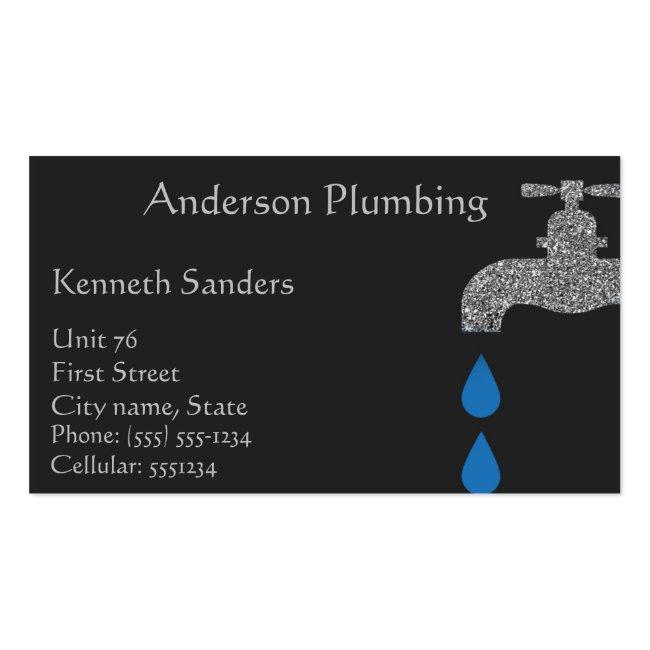 Black And Silver Plumbing And Plumbers Business Card