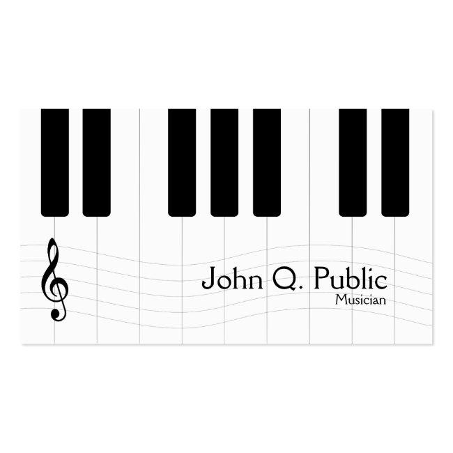 Black And White Musician Piano Business Card