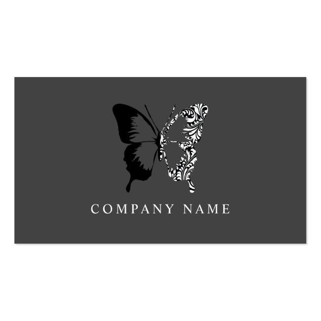 Black And White Pattern Butterfly Business Card