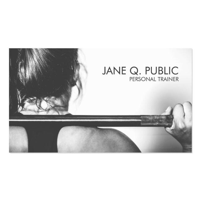 Black And White Personal Trainer Fitness Training Business Card