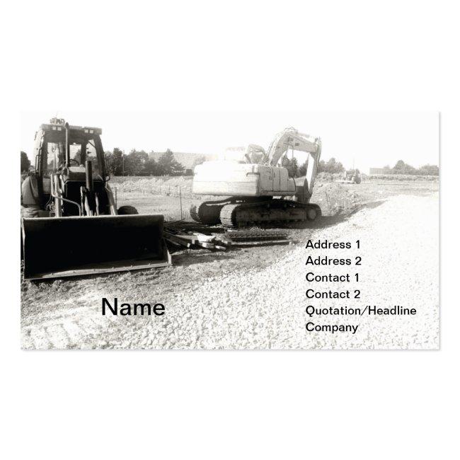 Black And White Photof Construction Equipment Business Card