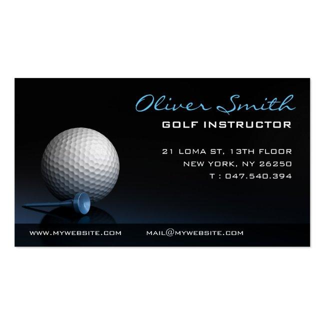 Black Background Business Card Golf Instructor