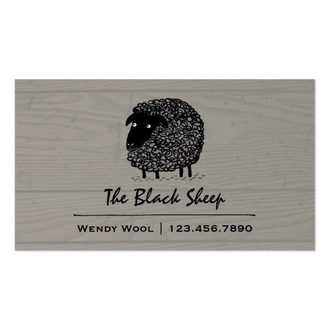 Black Sheep On Faux Wood Style Background Business Card