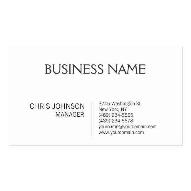 Black White Contemporary Manager Business Card