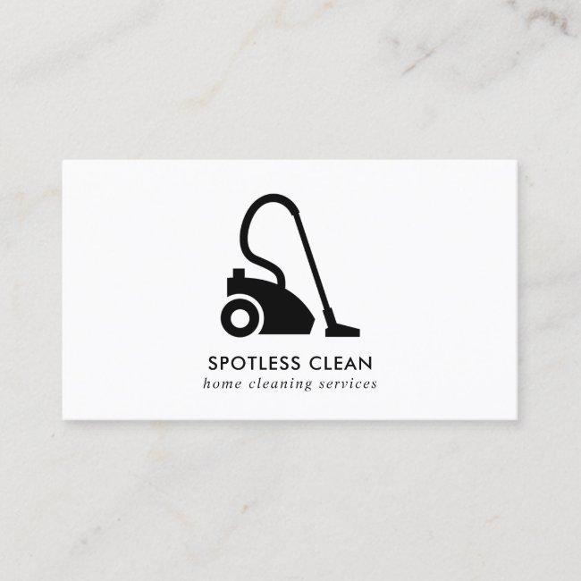Black White Simple Vacuum Cleaner Cleaning Service Business Card