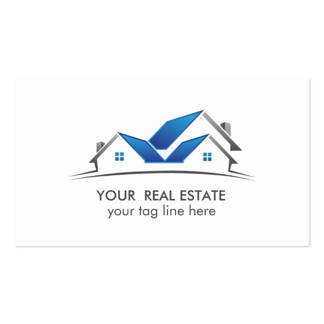 Blue Roof House Real Estate Agent Professional Business Card