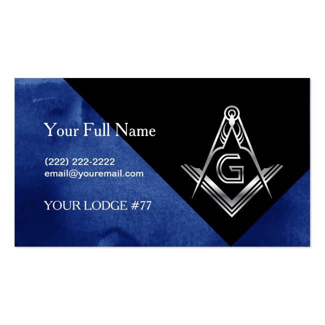 Blue Silver Masonic Business Cards, Square Compass Business Card