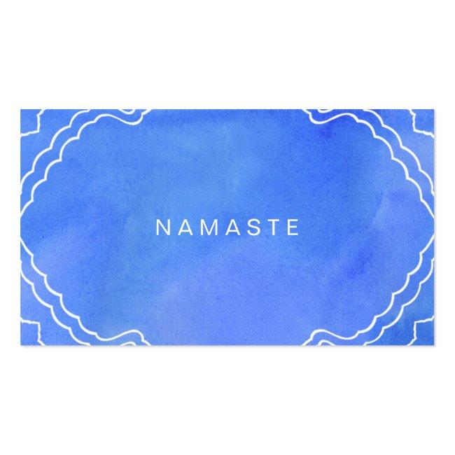 Blue Watercolor Namaste Yoga Instructor Business Card