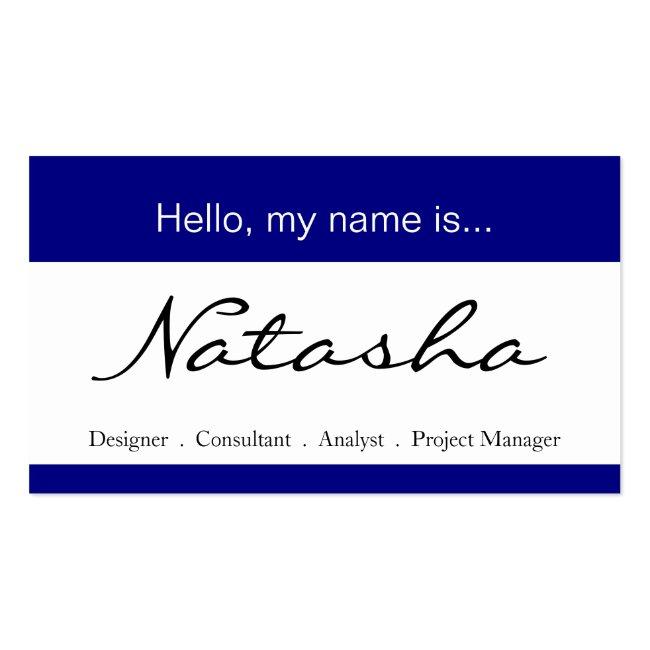 Blue & White Corporate Name Tag - Business Card