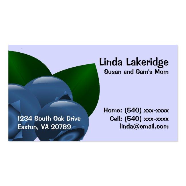 Blueberries Mommy Contact  Info Card