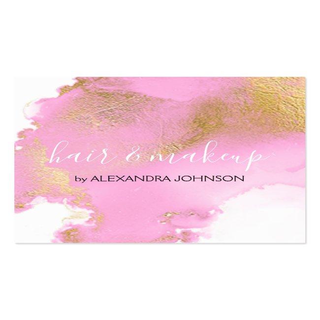 Blush Pink And Gold Foil Wash Girly Square Business Card