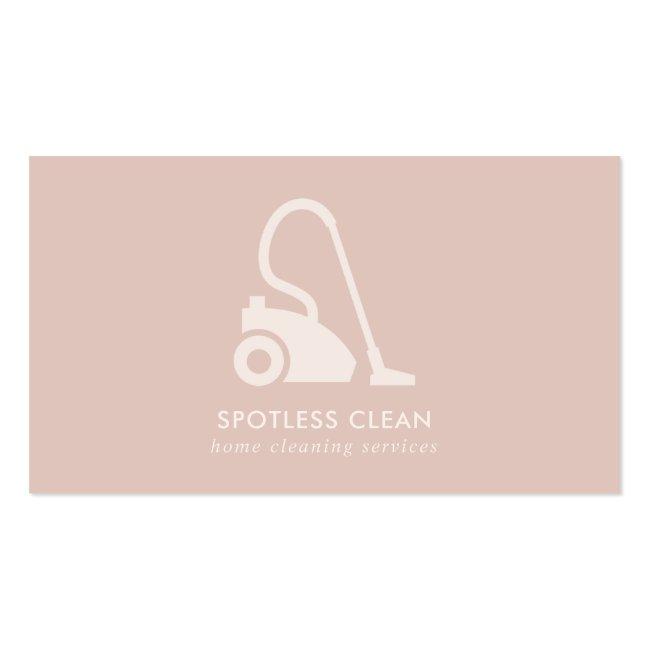 Blush Pink Simple Vacuum Cleaner Cleaning Service Business Card