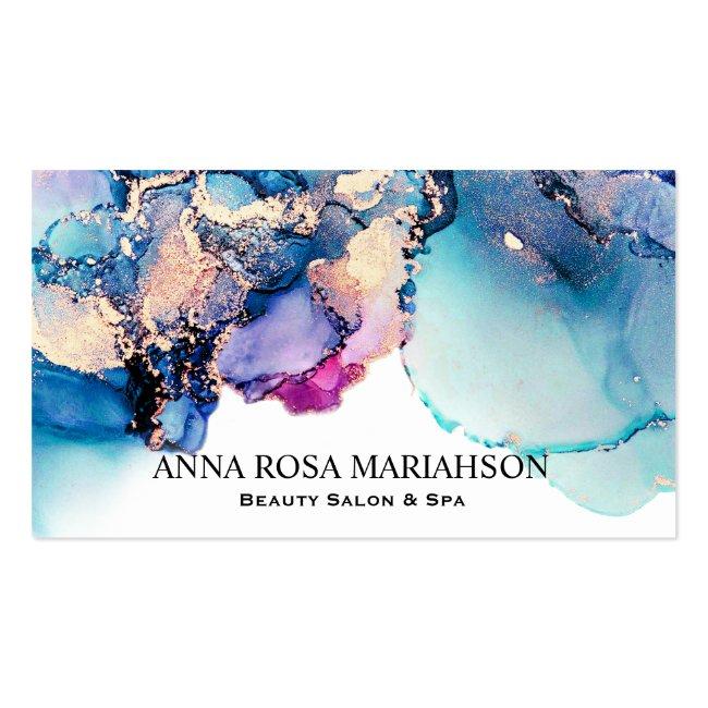 *~* Bold Abstract Yummy Turquoise Teal Gold Gilded Business Card