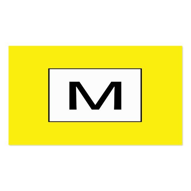 Bold Monogram Minimalist Yellow Business Card