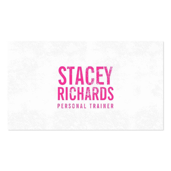 Bold Pink Grunge Stamped Text Business Card