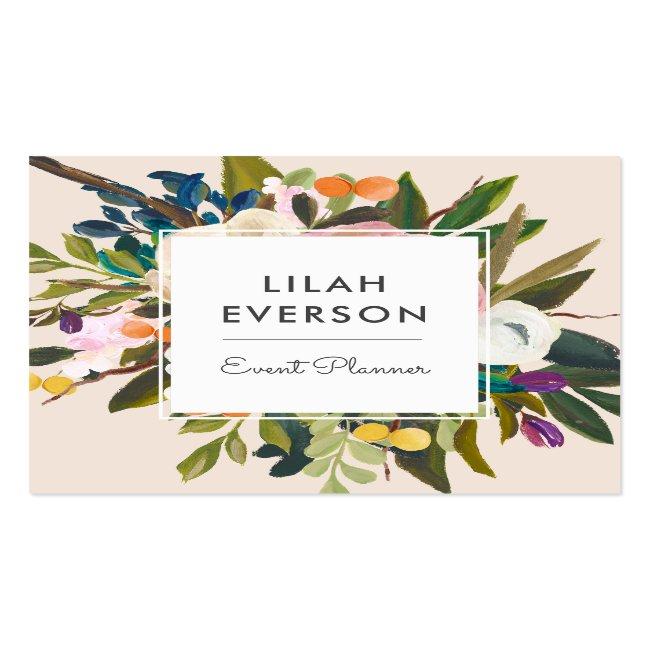 Botanical Bliss | Painted Floral | Light Square Square Business Card