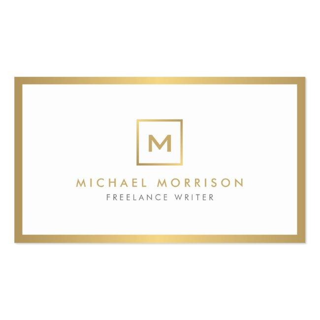 Box Logo With Your Initial/monogram In Faux Gold Business Card