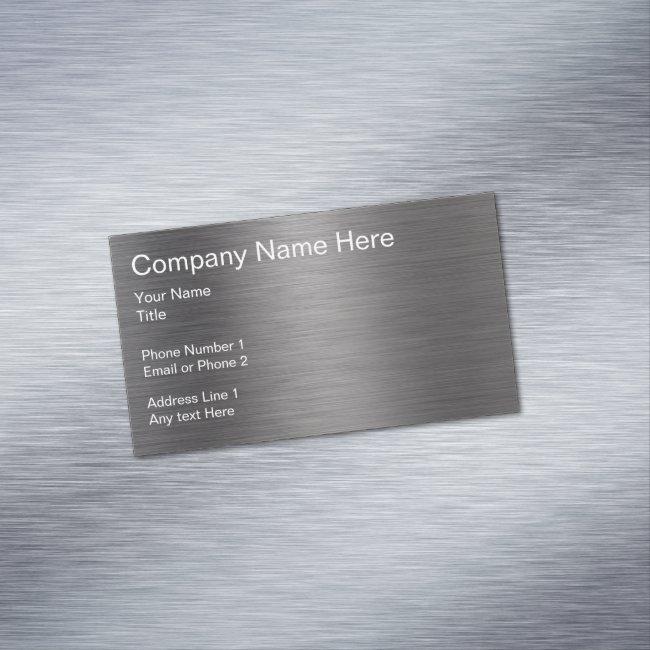 Brushed Metal Look Automotive Business Card Magnet