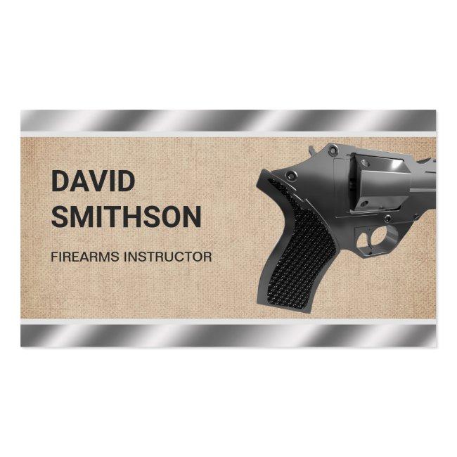 Burlap Steel Revolver Gun Shop Gunsmith Firearms Business Card