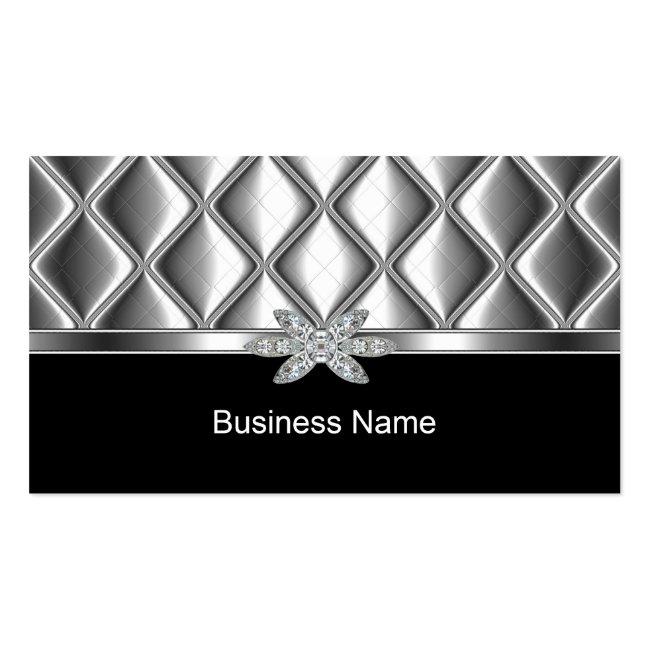 Business Card Silver Tile Trim Diamond Jewel