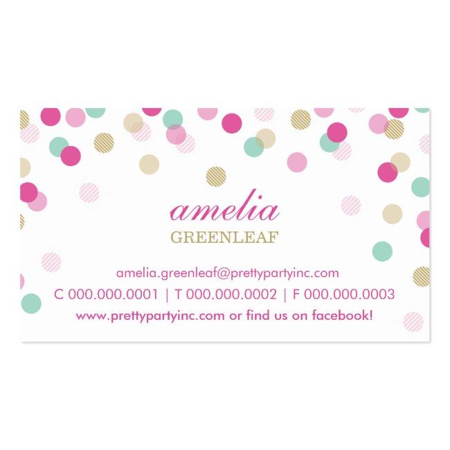 Business Card :: Stylish Confetti Pink + Gold